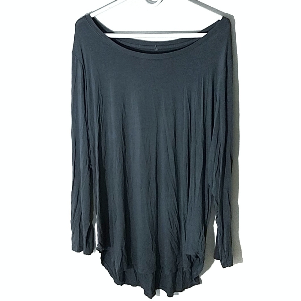 LOGO by Lori Goldstein Shirt Grey Tunic Rayon